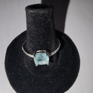 New Sterling Silver Ring with Blue Gemstone